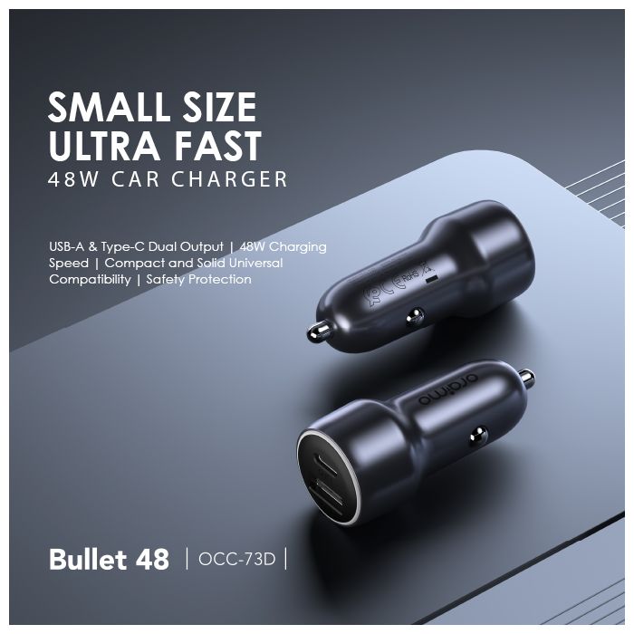 Oraimo Bullet 48 48W Car Charger OCC-73D - Dark Chrome
