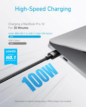 Load image into Gallery viewer, Anker Nylon Cable 333 USB-C to USB-C - 6ft - 100W - Black | A8757H11