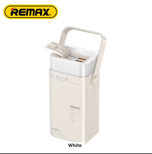 Power Bank 40000mAh , Outdoor Power Bank with 20W + 22.5W Fast Charging, RGB 360° LED Light, Smart Digital Display, and Carry Handle – grey - RPP-596