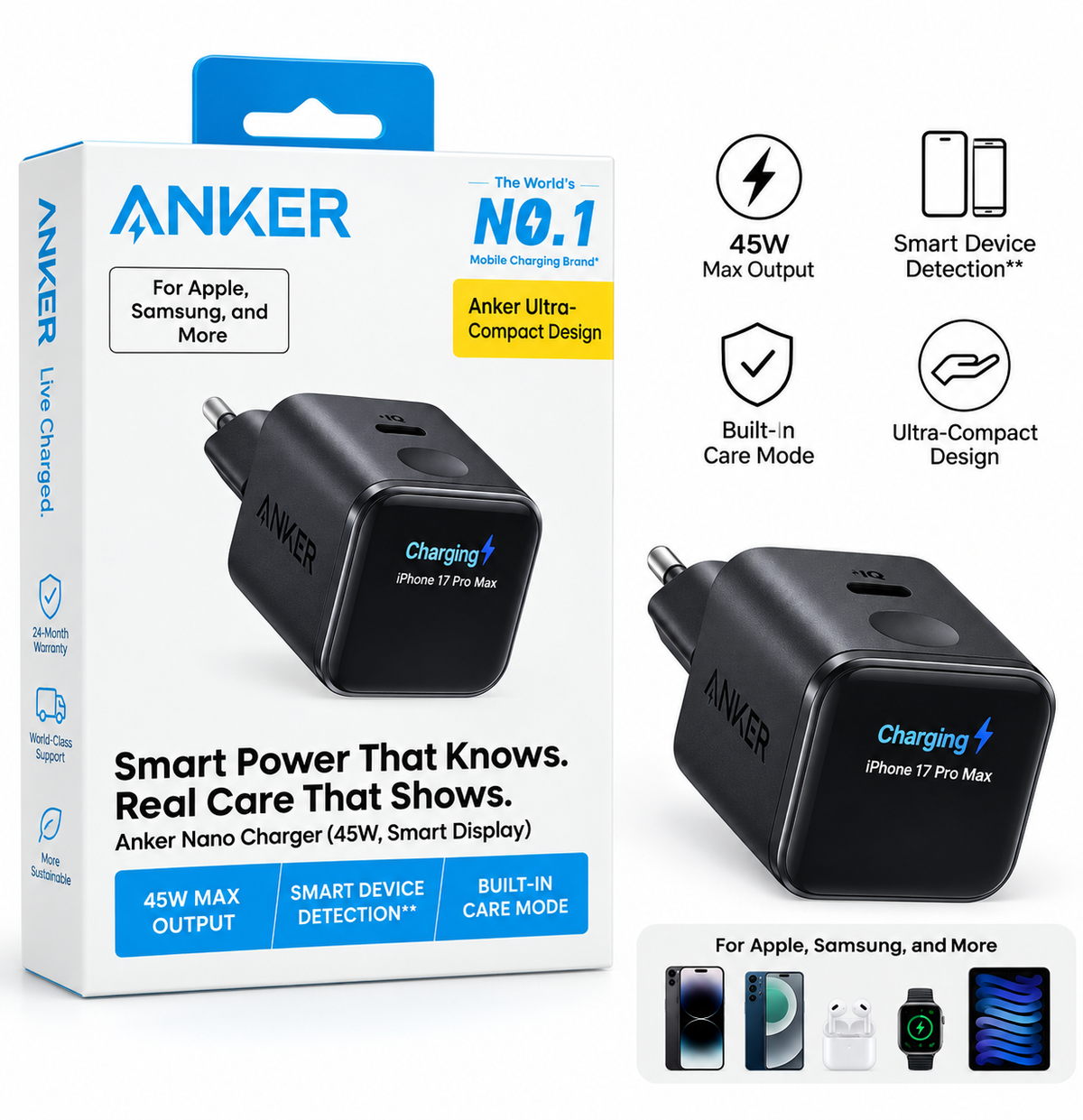 Anker Nano Charger (45W, Smart Display)