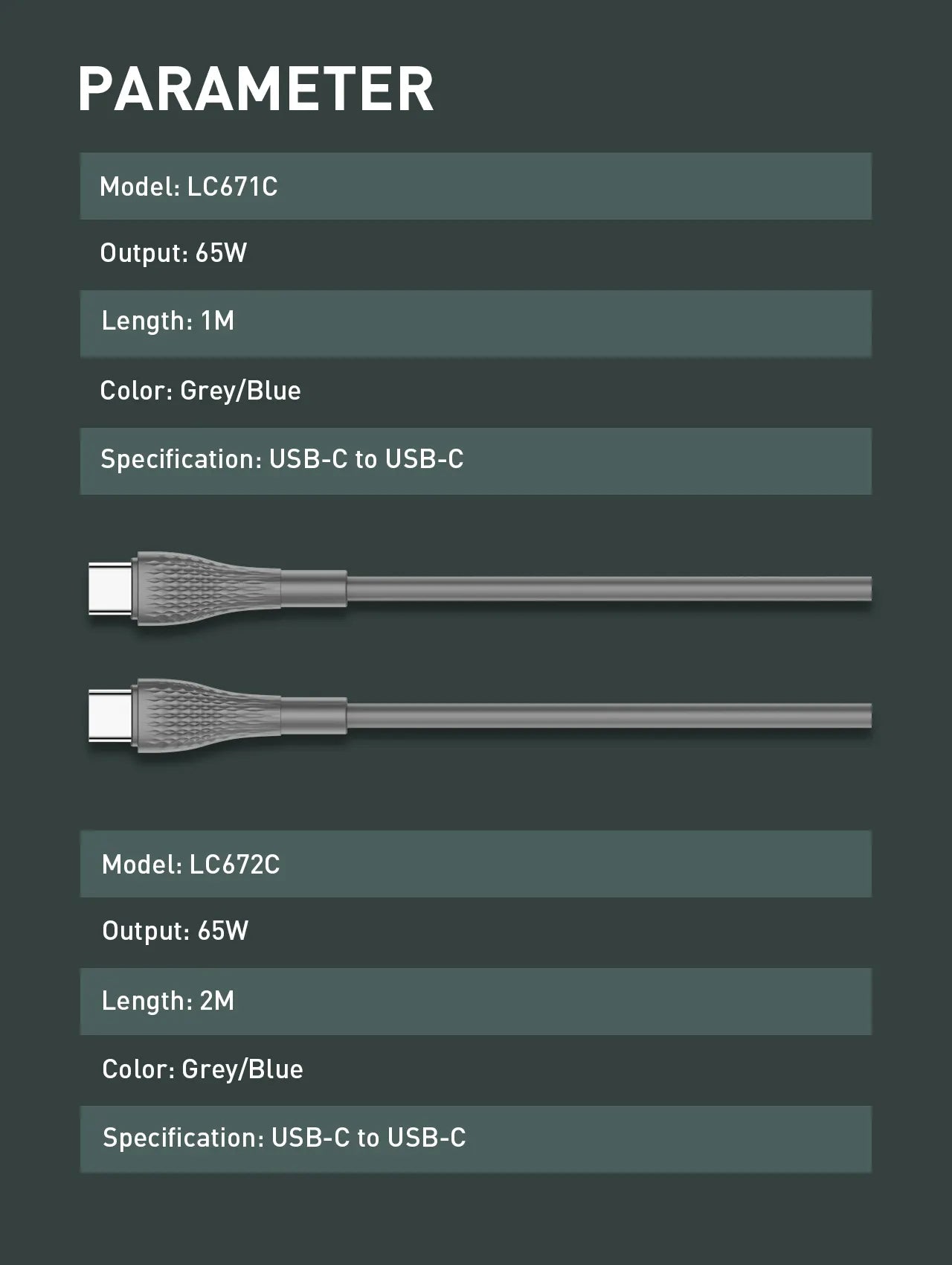 LDNIO 65W Type-C to Type-C Cable Support PD QC3.0 4.0+ ,2 Meter.