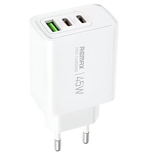Remax RP-U139 Wall Charger 2x Type-C + USB 3A 45W Fast Charging - White