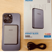 Load image into Gallery viewer, Maxco Magnetic Wireless Charging Energy Block MPB-P12 Mini 5000mAh 15W – Gray