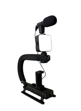 Load image into Gallery viewer, Plokama PK-777 Professional Photography Kit with HD Microphone, 7W LED Flash, and Tripod for Phones and Cameras - Black