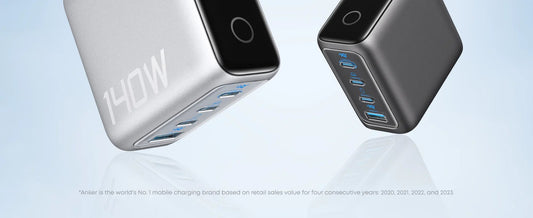 Anker Fast Charger For Four Devices 140w, 4Port, PD 3.1 - With USB-C-Cable