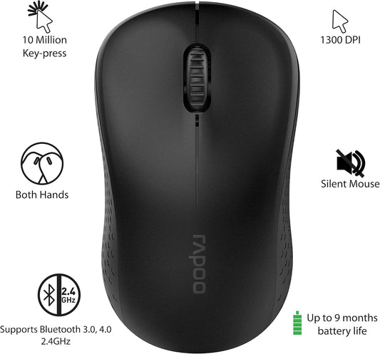 Rapoo M160 Multi Mode Silent Bluetooth Black Mouse