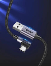 Load image into Gallery viewer, Ugreen US284 50941 USB-A (straight) / USB-C (angled) 3A Cable 1m - Gray
