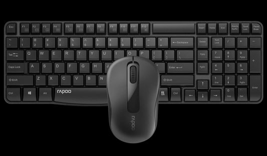 Rapoo X1800S Wireless Keyboard and Mouse Combo, Arabic Black