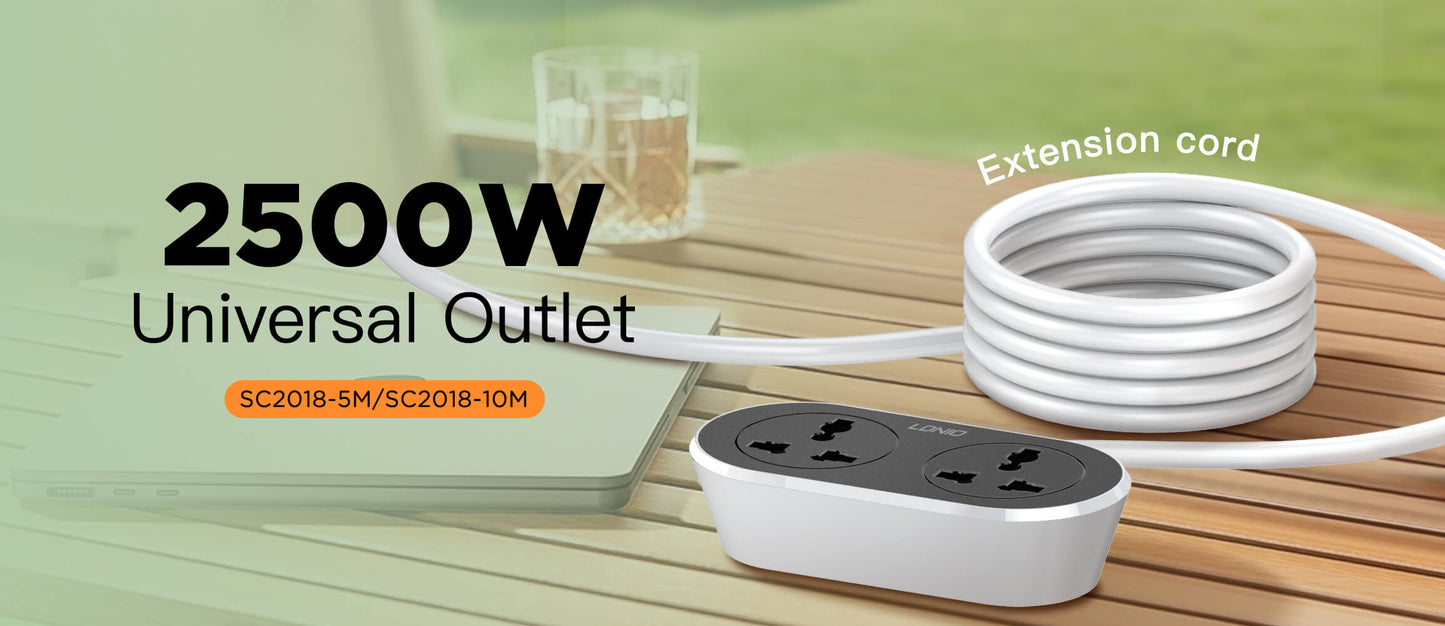 2 AC Outlet Universal Extension Power Socket SC2018