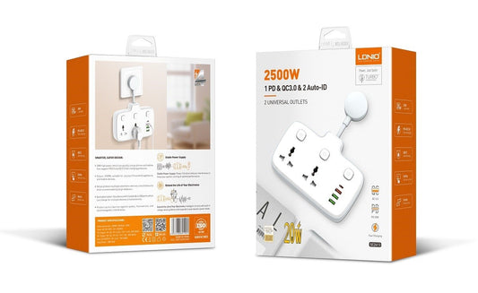 2 AC Outlets Portable Electrical Extension Socket SC2413