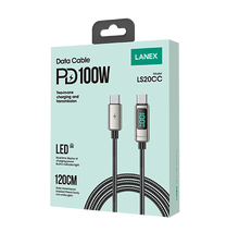 Load image into Gallery viewer, Lanex Data Cable USB-type c to type-c -100watt- with led screen - وصله شحن تايب سى  لتايب سى