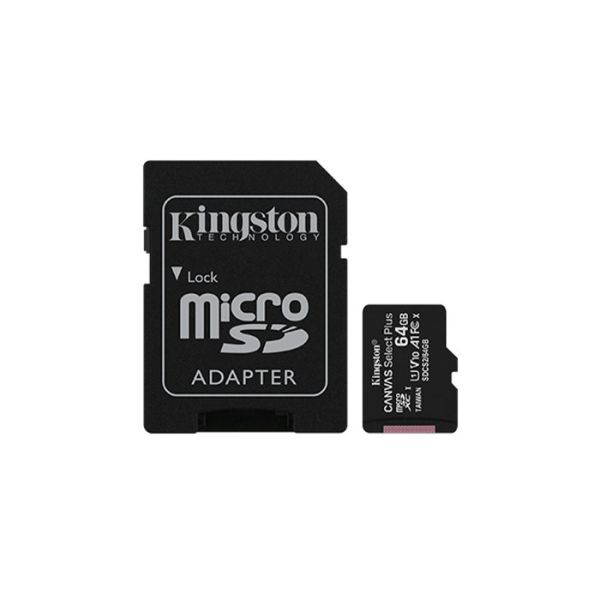 King ston 64GB MicroSD Class 10 Canvas Select Plus Card with SD Adaptor - SDCS2/64GB