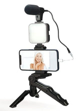Load image into Gallery viewer, (PK-771) Video Recording Kit for Video Shooting and YouTube Video Recording for Any Mobile Phone or Digital Camera with LED Light Microphone and Phone Holder
