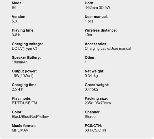 B6 Bluetooth Car Speaker - Unique Design - 1800mAh Battery - 5W Stereo Sound