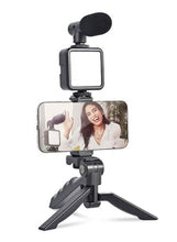 Load image into Gallery viewer, (PK-771) Video Recording Kit for Video Shooting and YouTube Video Recording for Any Mobile Phone or Digital Camera with LED Light Microphone and Phone Holder
