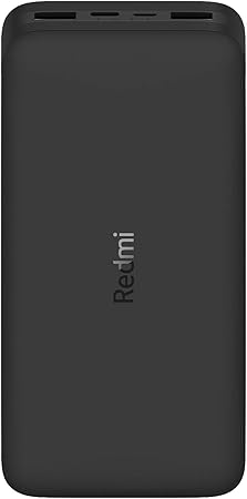 Xiaomi Redmi Power Bank 20000mAh – 18W Two-Way Fast Charging, Dual USB Output & Type-C/Micro USB Input, High-Capacity 74Wh Battery, Compatible with iPhone, Samsung, Android Devices – Black