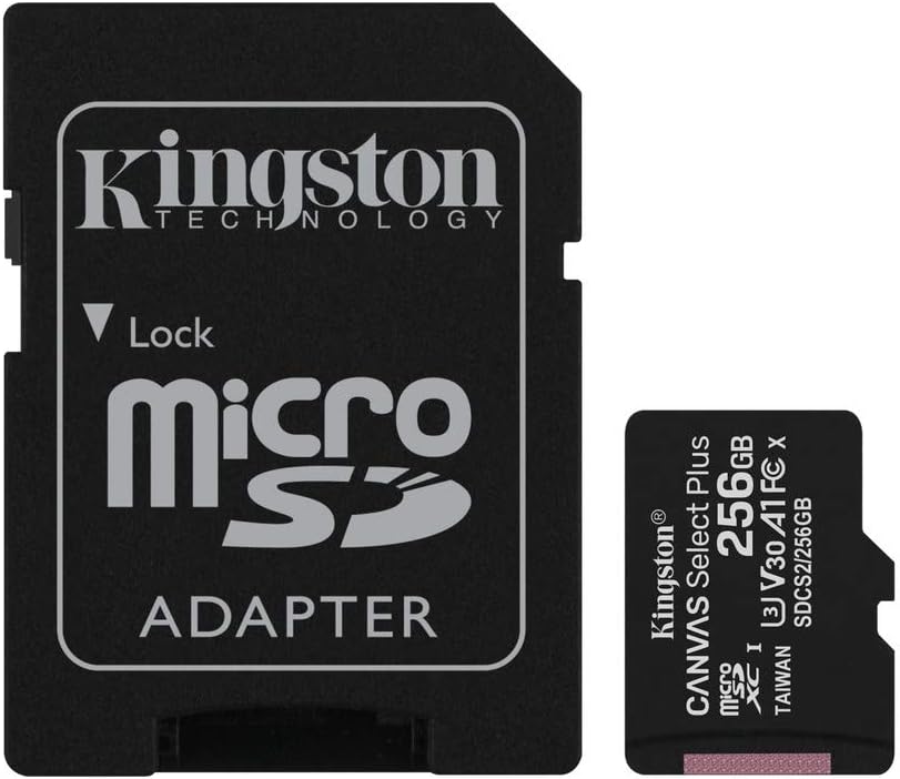 Kingston Canvas Select Plus 256GB microSD Card Class 10 UHS-I speeds up to 100MB/s with Adapter (SDCS2/256GBIN)