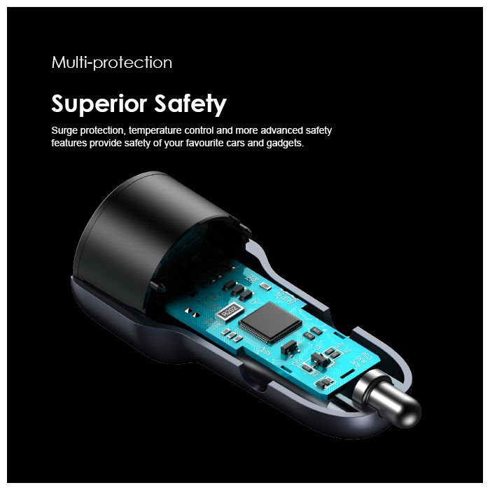 Oraimo Bullet 48 48W Car Charger OCC-73D - Dark Chrome