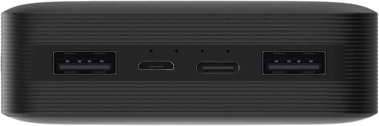 Xiaomi Redmi Power Bank 20000mAh – 18W Two-Way Fast Charging, Dual USB Output & Type-C/Micro USB Input, High-Capacity 74Wh Battery, Compatible with iPhone, Samsung, Android Devices – Black
