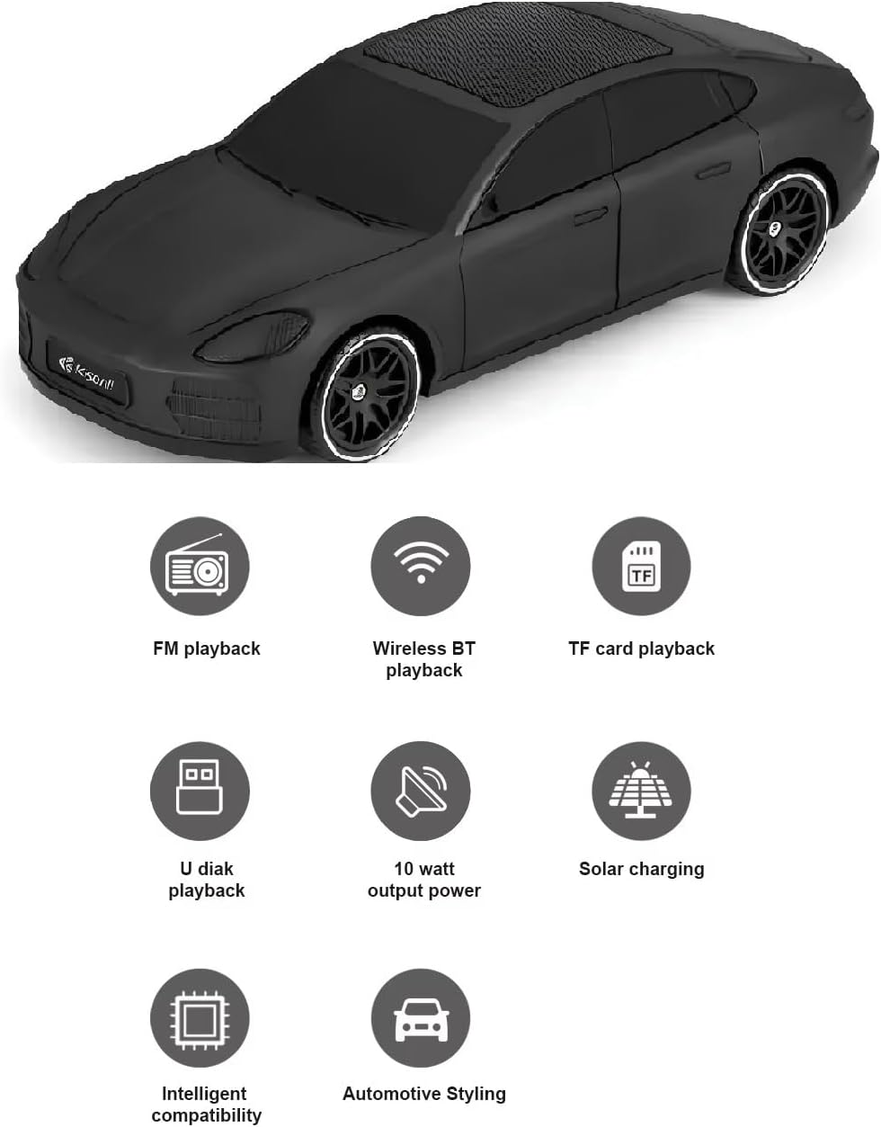 B5 Car Speaker - Solar Charging - Support Bluetooth, FM Radio, TF CARD, U disk