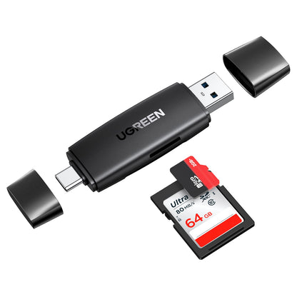 Ugreen 80191 USB-C +USB TF/SD 3.0 Card Reader Black