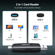 Load image into Gallery viewer, Ugreen 80191 USB-C +USB TF/SD 3.0 Card Reader Black
