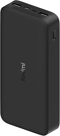 Xiaomi Redmi Power Bank 20000mAh – 18W Two-Way Fast Charging, Dual USB Output & Type-C/Micro USB Input, High-Capacity 74Wh Battery, Compatible with iPhone, Samsung, Android Devices – Black