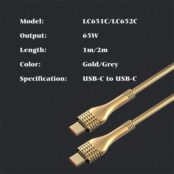 LDNIO 65W Woven Aluminium Foil USB3.0 Data Cable , 2 meter