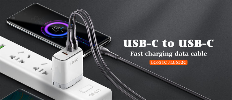 LDNIO 65W Woven Aluminium Foil USB3.0 Data Cable , 2 meter