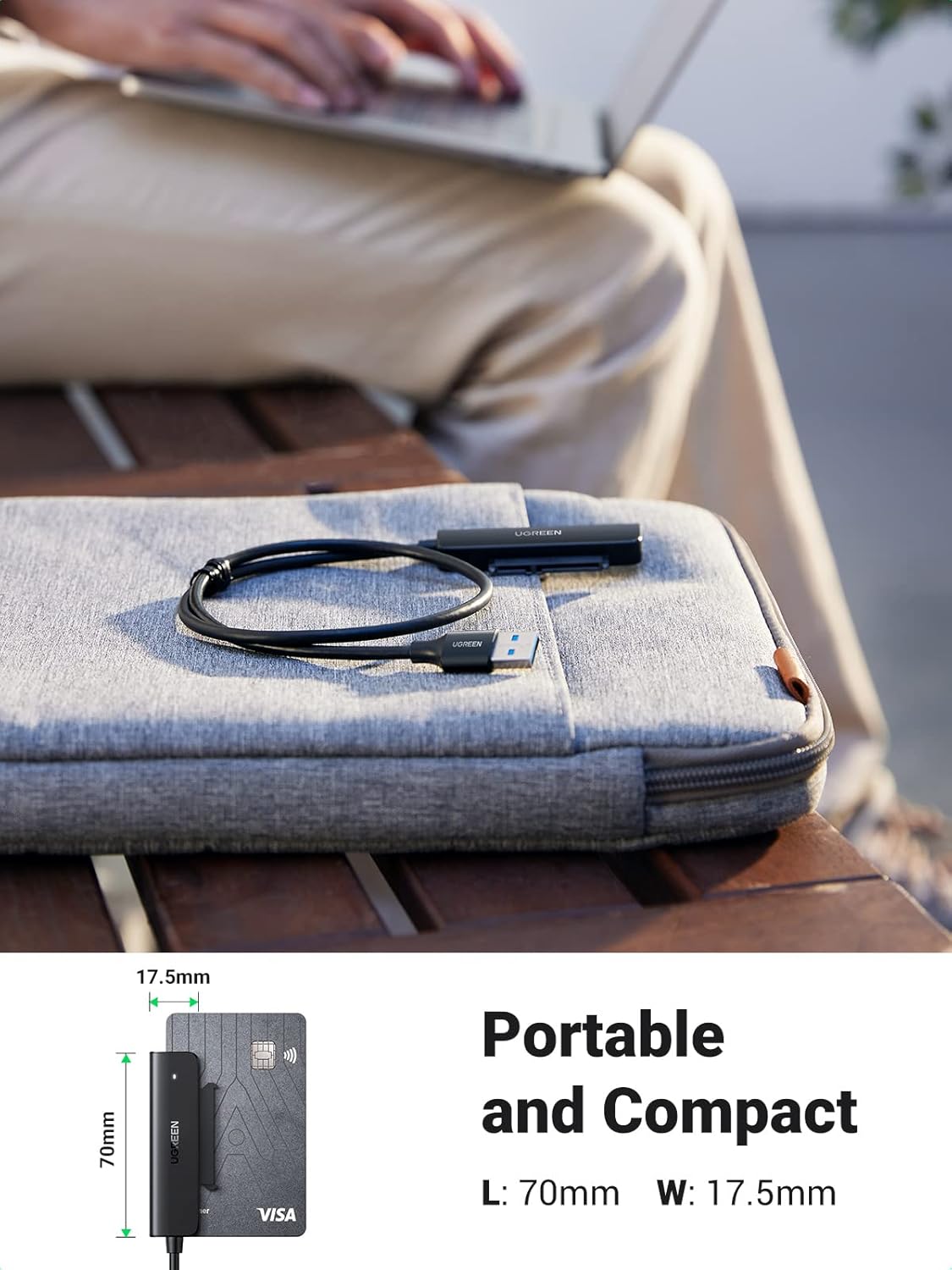 كابل SATA من UGREEN ومحوّل SATA إلى USB 3.0 للقرص الصلب (70609)