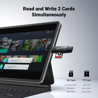 Ugreen 80191 USB-C +USB TF/SD 3.0 Card Reader Black