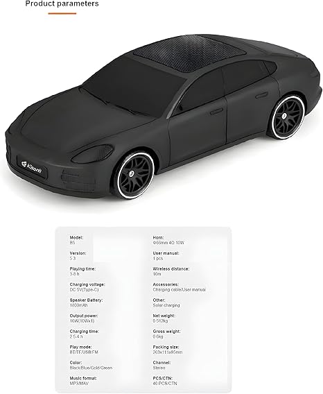B5 Car Speaker - Solar Charging - Support Bluetooth, FM Radio, TF CARD, U disk