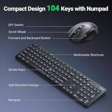 Load image into Gallery viewer, UGREEN Wireless Keyboard and Mouse Combo,2.4GHz مطبوع الحروف العربي
