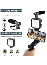 Load image into Gallery viewer, (PK-771) Video Recording Kit for Video Shooting and YouTube Video Recording for Any Mobile Phone or Digital Camera with LED Light Microphone and Phone Holder
