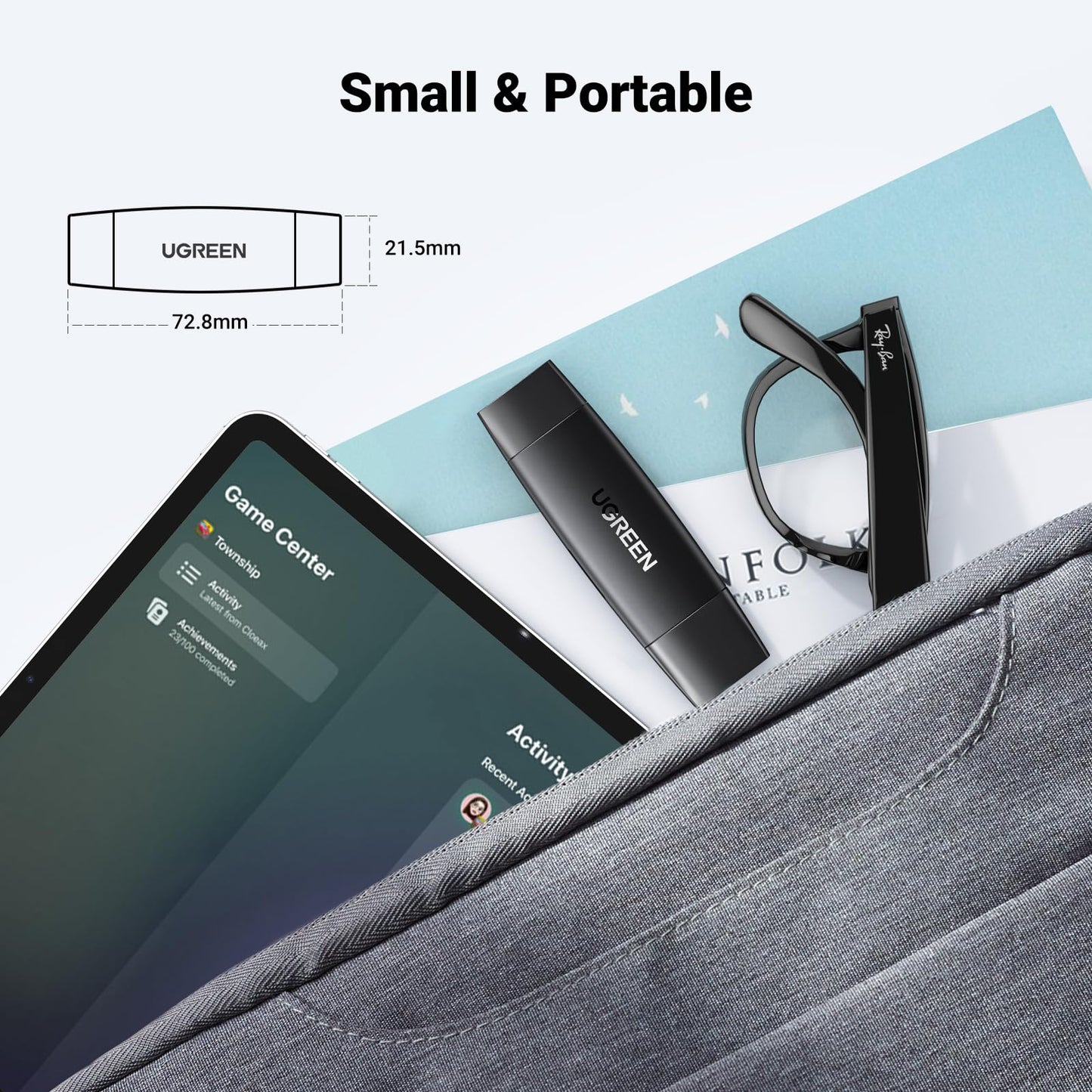 Ugreen 80191 USB-C +USB TF/SD 3.0 Card Reader Black