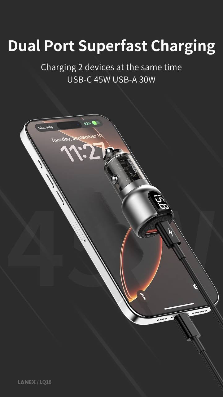 Lanex 75 watt car charger , 2 outlet