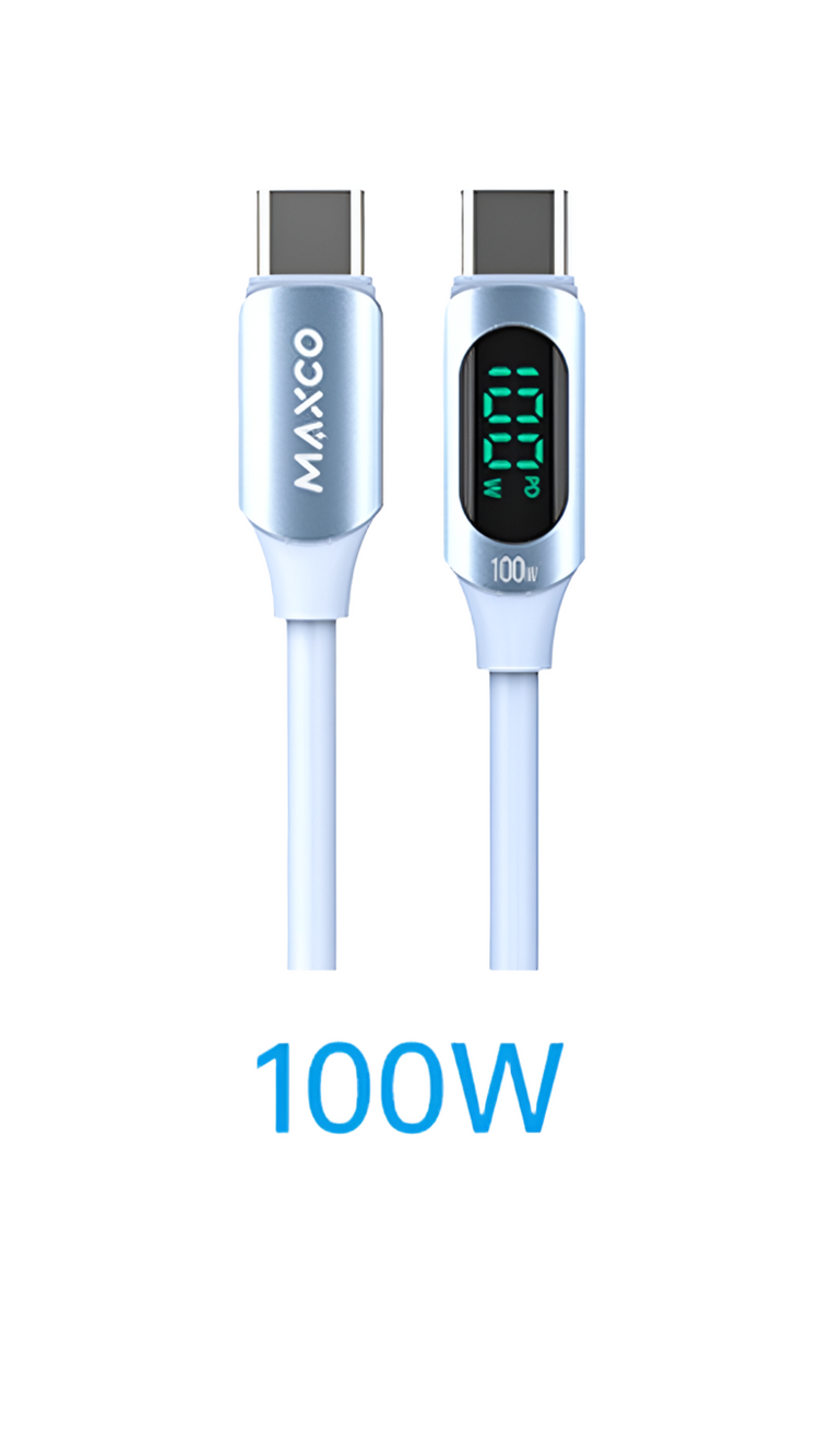 MAXCO 100 watt silicone cable digital display type-c to type-c -120 cm
