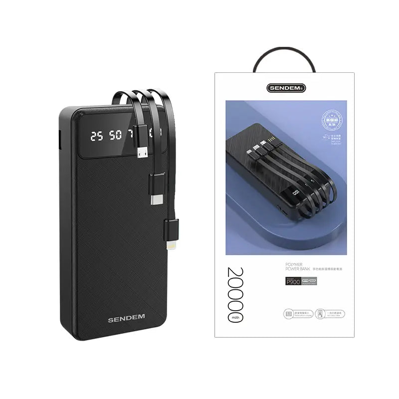 P900-20000MAH MULTIFUNCTIONAL POWER BANK ATTACHED WITH 4 USB CABLE