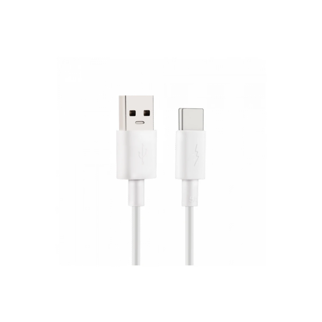 USB A to Type-C USB 5A super Fast Charging  1M White - سلك شحن و نقل بيانات حتى 5 امبير