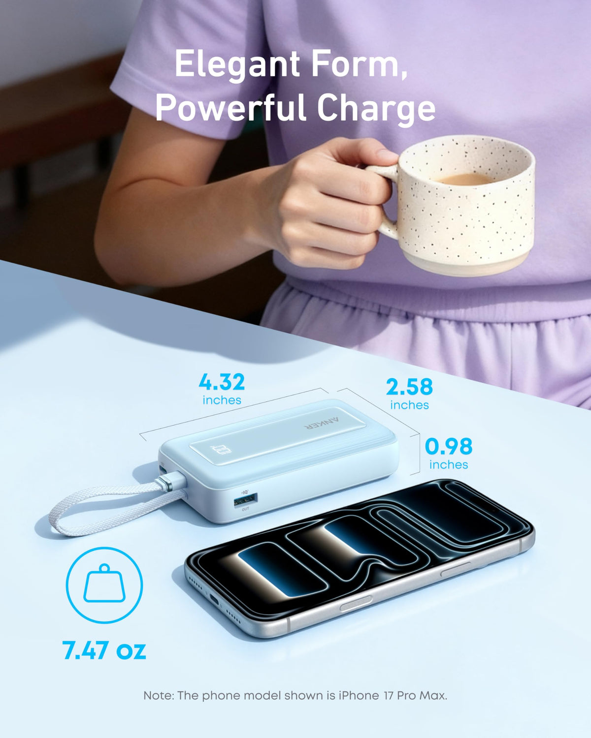 Anker Zolo Power Bank (10K, 30W, Built-In USB-C Cable)