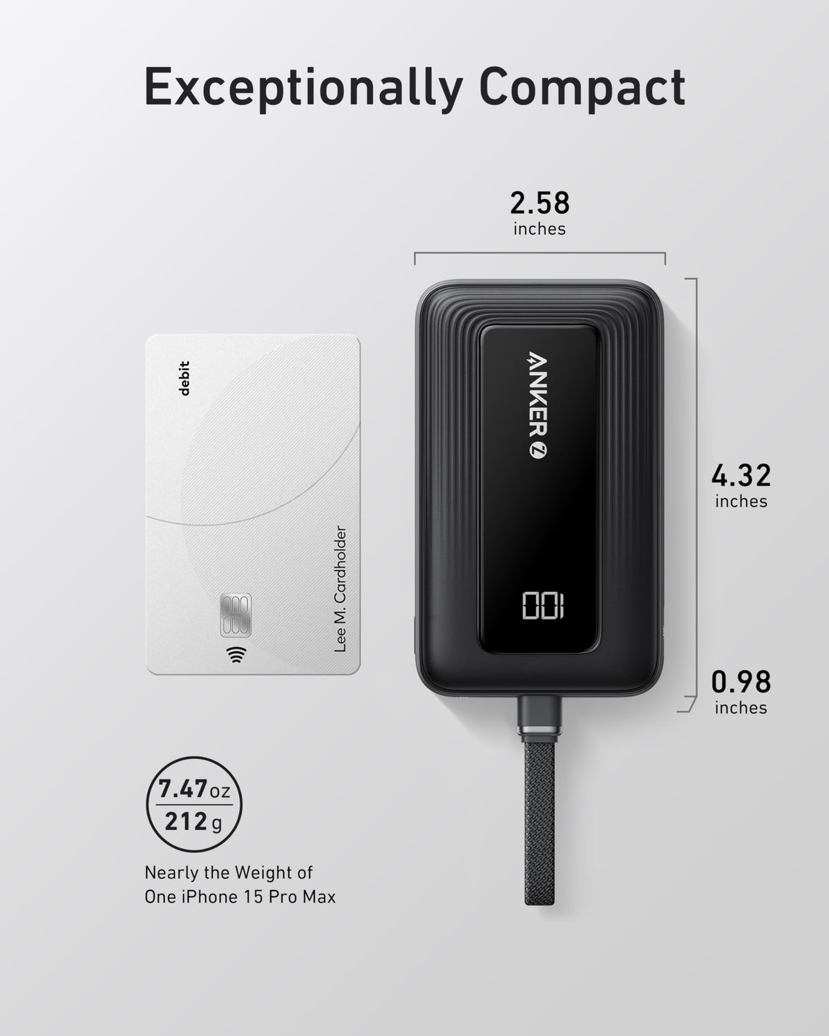 Anker Zolo Power Bank (10K, 30W, Built-In USB-C Cable)