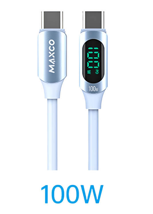 MAXCO 100 watt silicone cable digital display type-c to type-c -120 cm