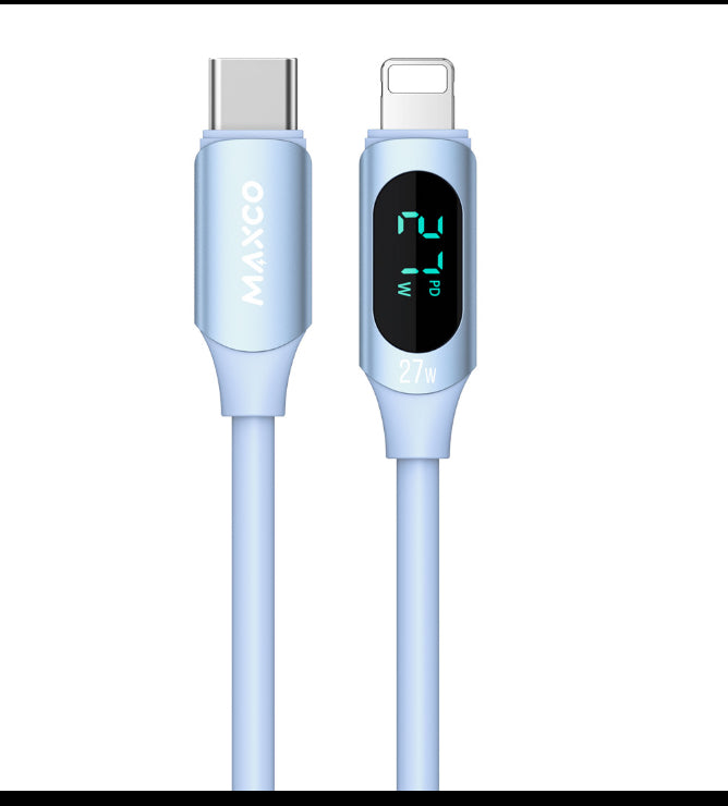 MAXCO 27 watt silicone cable digital display type-c to lighting-120 cm