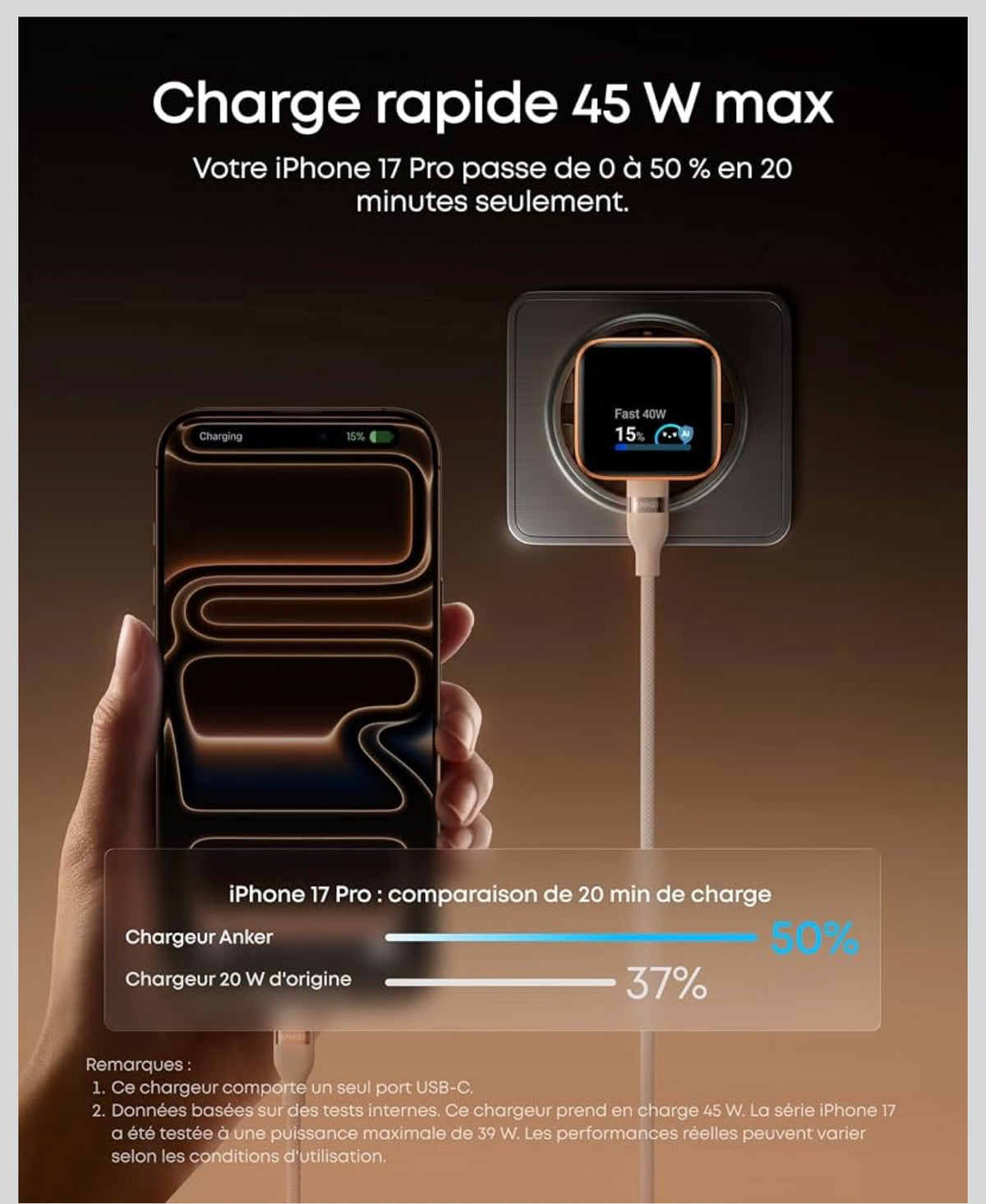 Anker Nano Charger (45W, Smart Display)
