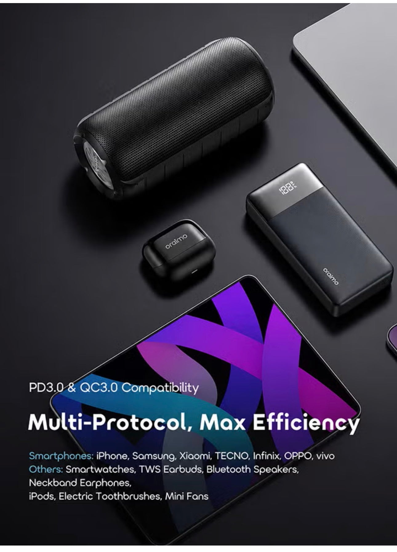 oraimo PowerNova Q21 20000mAh Power Bank – 22.5W Fast Charging (OPB-7200Q)