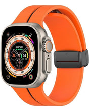 Load image into Gallery viewer, Apple Watch band silicone 42/44/45/49 -orange/ black
