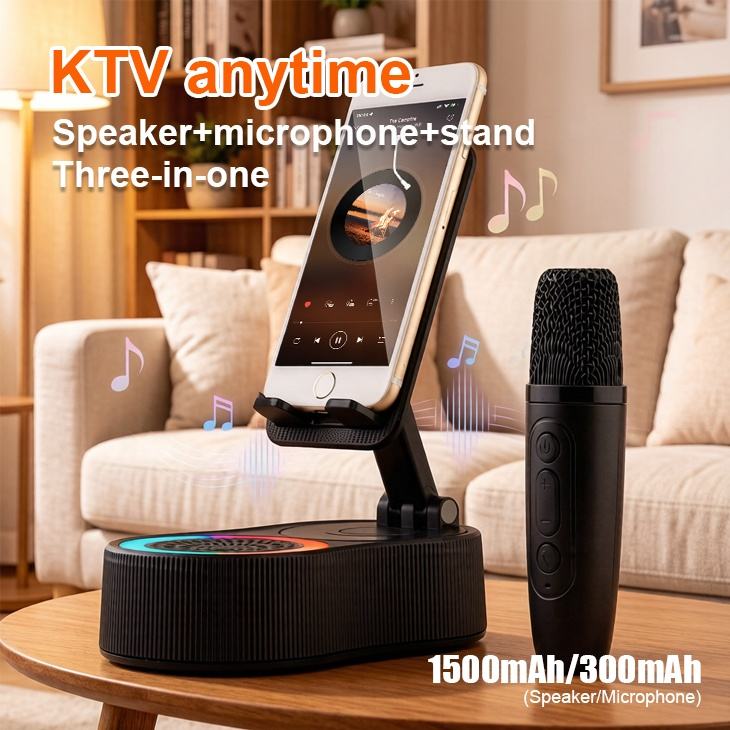 Kisonli G26 KTV Mini Karaoke Speaker with Phone Holder & RGB Lights