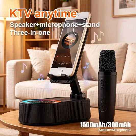 Kisonli G26 KTV Mini Karaoke Speaker with Phone Holder & RGB Lights
