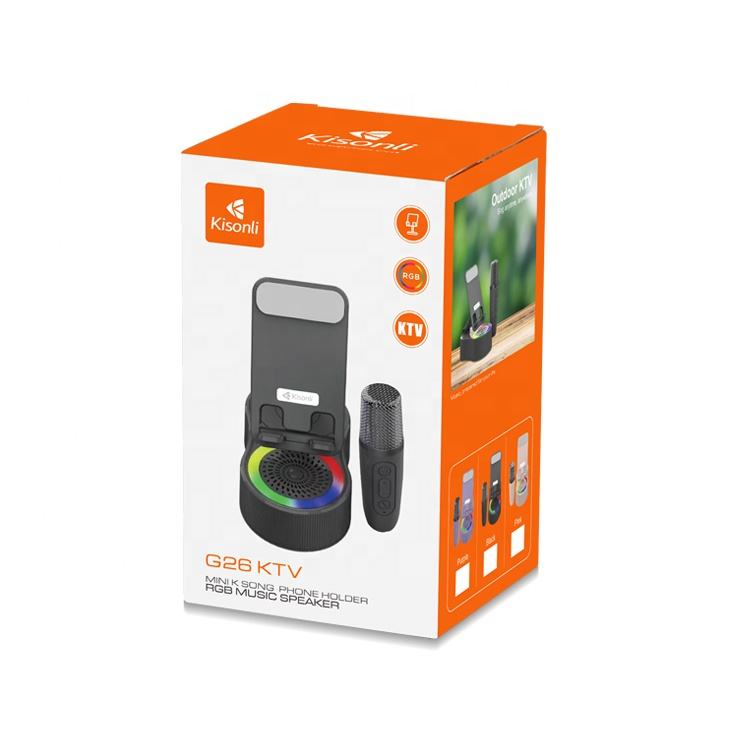 Kisonli G26 KTV Mini Karaoke Speaker with Phone Holder & RGB Lights