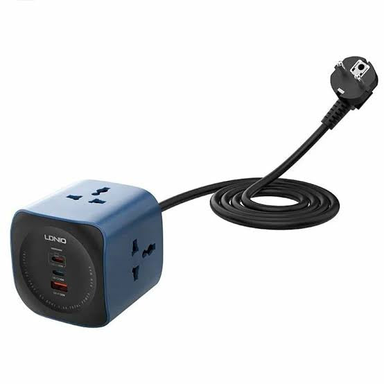LDNIO SC3319 Universal Power Socket Cube – 3 Outlets + 3 USB Ports, 65W Fast Charging, 2500W AC Output